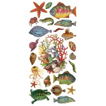 1 Sheet of Stickers Fish, Sea Shells and Under the Sea